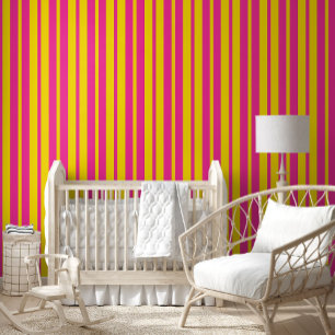Papier Peint Conception de motif à rayures élégantes rose jaune