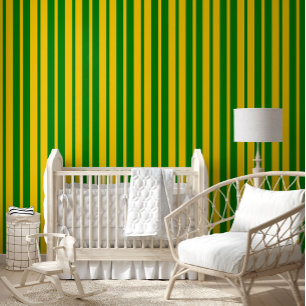 Papier Peint Conception de motif rayé stylé vert jaune 