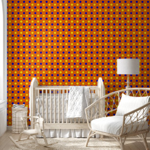 Papier Peint Conception de points polka bleus jaunes orange