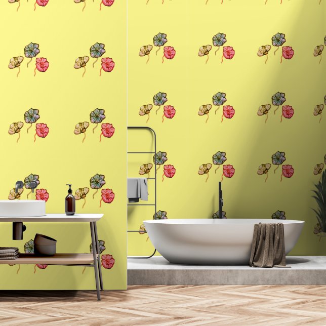 PAPIER PEINT CONCEPTION DE STYLE FLEURS (Salle de bain)