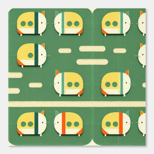 Papier Peint Conception De Train De Cartoon D'Inspiration Chat