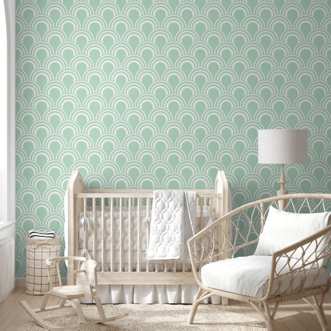 Papier Peint Conception de vagues vert clair (Enfants)