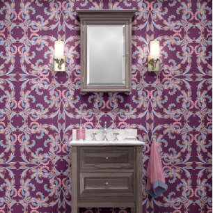 Papier Peint Conception ornementale baroque violet foncé