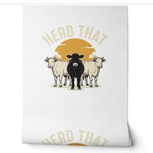 Papier Peint Conduisez cette vache drôle Design de gravure vint
