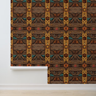Papier Peint cool Aztec Western faux bois carrelé motif