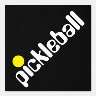 Papier Peint Cool Diagonal Fun Blanc Jaune PICKLEBALL Sur Noir
