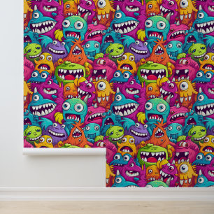 Papier Peint Cool enfants monstre carrelé motif unisex
