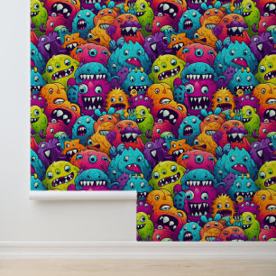 Papier Peint Cool enfants monstre carrelé motif unisex