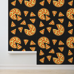 Papier Peint Cool plaisir pizza pepperoni et tranches motif gri