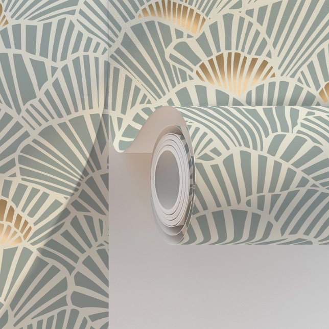 Papier Peint Coques de ventilateur géométriques en bleu doux et (Créateur téléchargé)