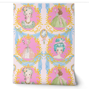 Papier Peint Coquette Rococo encadrée Marie Antoinette