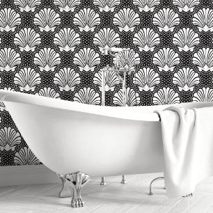 Papier Peint Coquillage noir et blanc