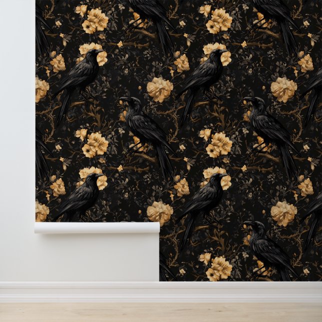 Papier Peint Corneille florale corneille gothique (Application)