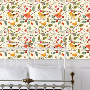 Papier Peint Cottagecore Oiseaux de couleur tropicale