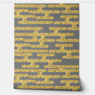 Papier Peint Couleur de cendre claire et motif doré moderne