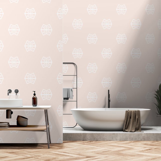 Papier Peint Couleur Personnalisée Rose Géométrique Moderne Sim (Salle de bain)