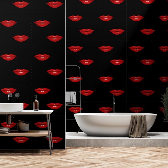 Papier Peint Couleur Rouge Couleur personnalisée Noir (Salle de bain)