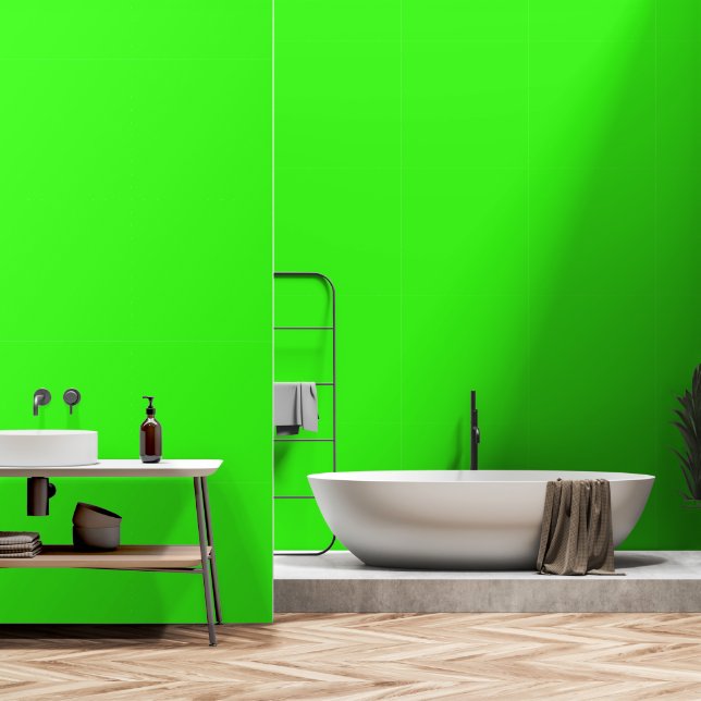 Papier Peint couleur solide vert néon (Salle de bain)