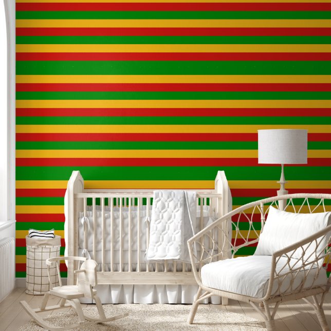PAPIER PEINT COULEURS DE DRAPEAU RASTAFARI - STRIPES (Enfants)