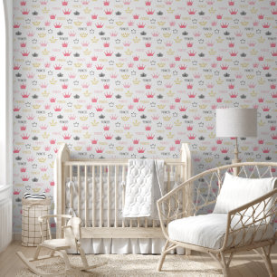 Papier Peint Couronnes Aquarelles Chambre de Nursery Princesse