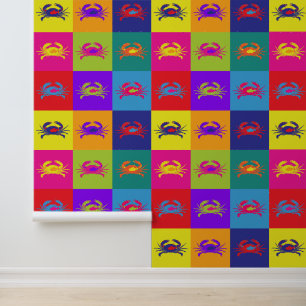Papier Peint Crabes Pop Art Coloré Style Rétro