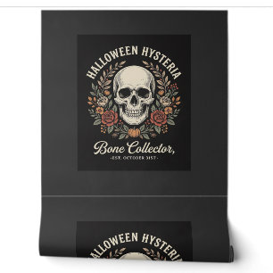 Papier Peint Crâne de Halloween Fleurie Os Collecteur Design_1