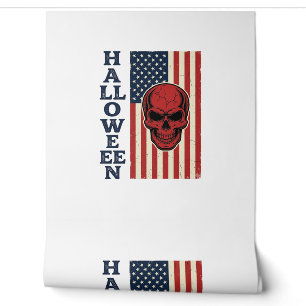 Papier Peint Crâne d'Halloween Patriotique Vintage Épouvantable