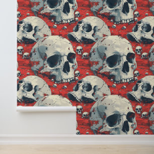 Papier Peint Crâne gothique rouge traditionnel Halloween