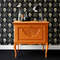 Crâne noir et toile d'araignée Halloween