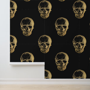 Papier Peint Crânes d'or noir d'Halloween