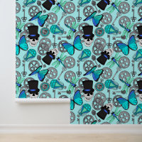 Crânes et engrenages Steampunk Motif Bleu