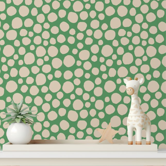 Papier Peint Cream Dot Vert Abstrait Motif moderne (Créateur téléchargé)