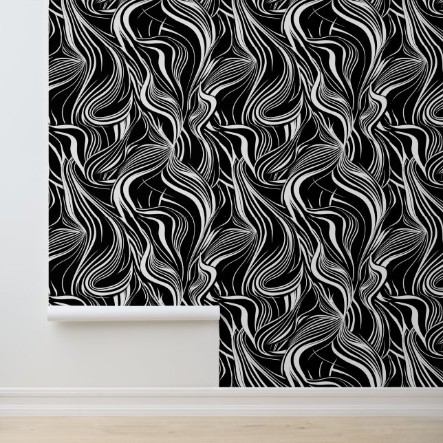 Papier Peint Creative Black and White Seamless Abstraction (Application)