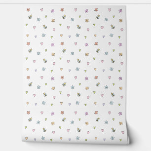 Papier Peint Créatures mignonnes : Coeurs, Fleurs et Bees Nurse