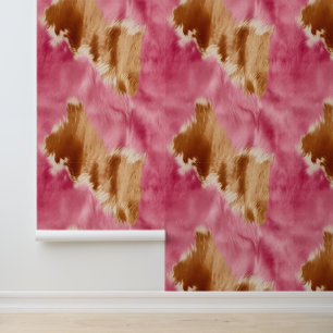 Papier Peint Crème Brown de vache rose