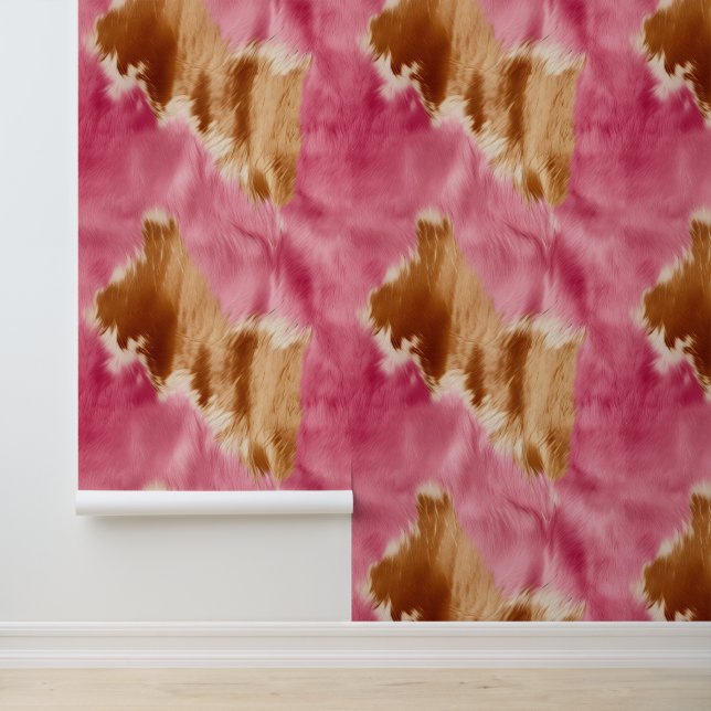 Papier Peint Crème Brown de vache rose (Application)