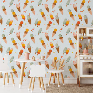 Papier Peint Crème glacée d'été aux couleurs mignonnes