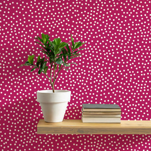 Papier Peint Crème pois et Spots sur Magenta Red