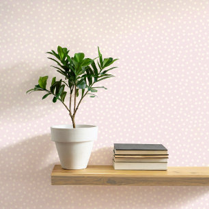 Papier Peint Crème pois et Spots sur rose pâle
