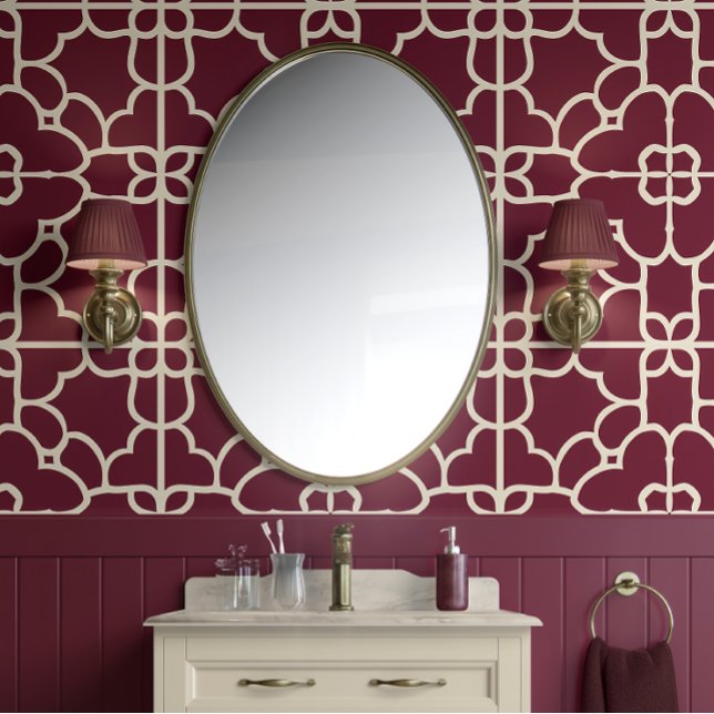 Papier Peint Crimson Majesty - Bourgogne & Crème - Sophistiqué (Rich Burgundy Elegance Peel and Stick Wallpaper )