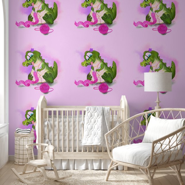 Papier Peint Crocodile Knits Écharpe rose Drôle (Enfants)