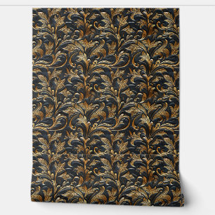 Papier Peint Cuir rustique en or noir