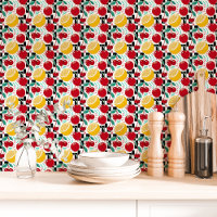 Cuisine à carreaux de fruits rétro