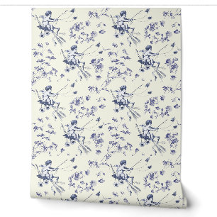Papier Peint Cupid Angel Cupid Bleu Toile Florale Vintage