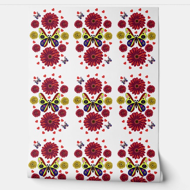Papier Peint Custom Spring Butterfly Floral Gift  (Déroulement)