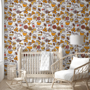 Papier Peint Cute abeilles unisex carrelage motif pépinière