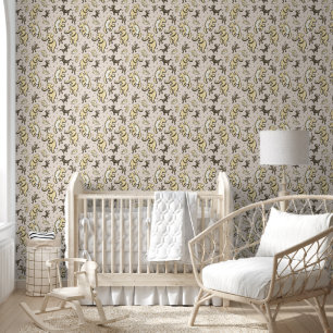 Papier Peint Cute Animaux Danse Crème Beige Pépinière