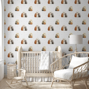 Papier Peint Cute Aquarelle Ours Famille Boho Nursery
