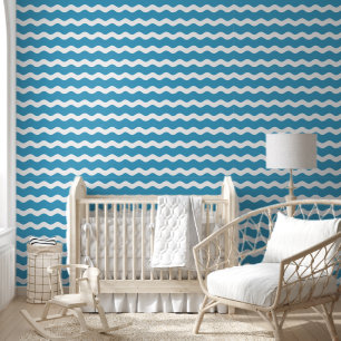 Papier Peint Cute Blue Wavy Ric Rac Motif rayé