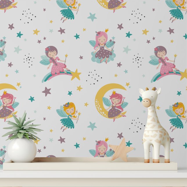 Papier Peint Cute Celestial Fairy Girl Moderne Enfants Motif (Créateur téléchargé)